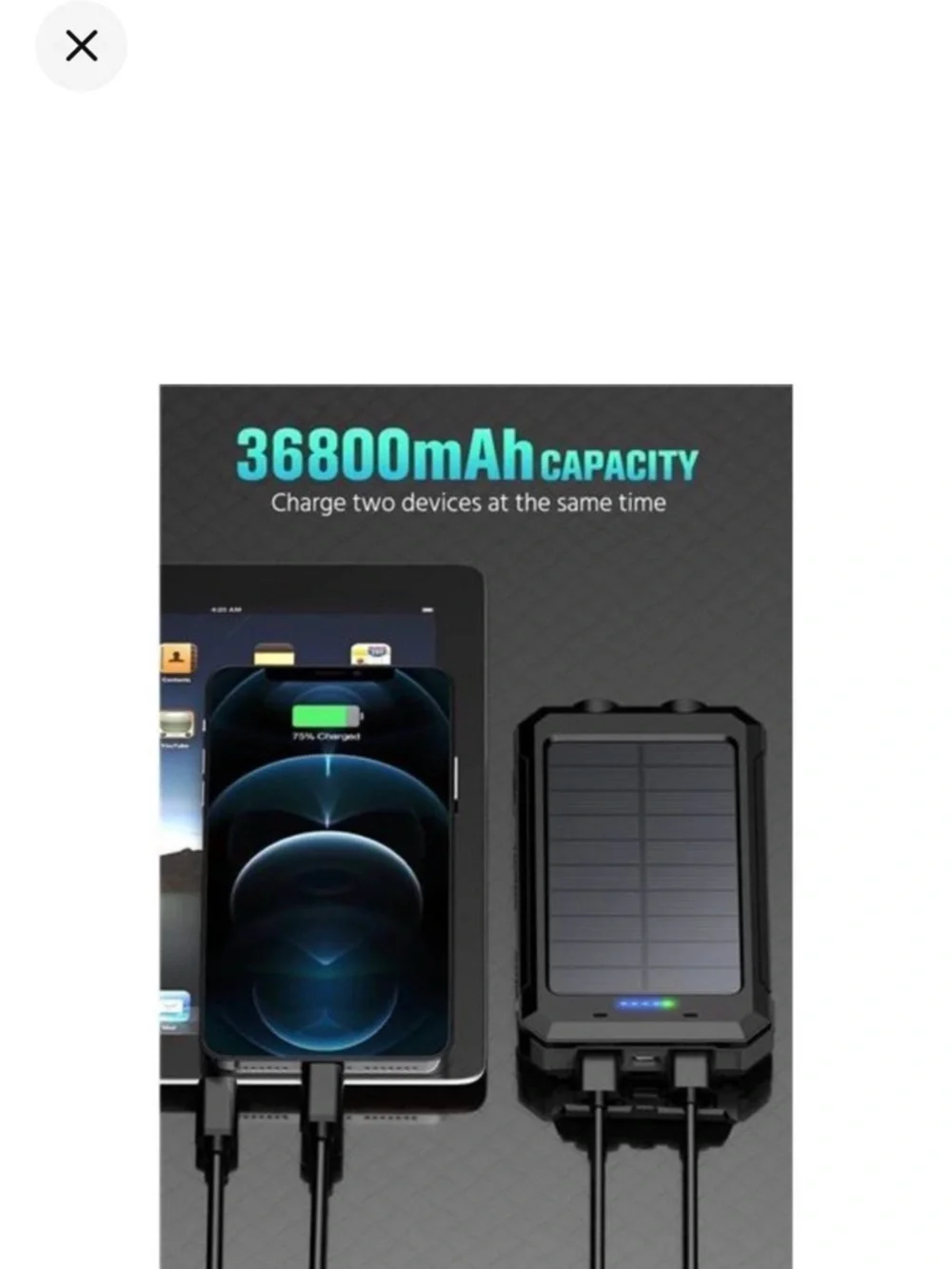 Solar Charger Power Bank, 38800mAh Portable Charger Fast Charger Waterproof